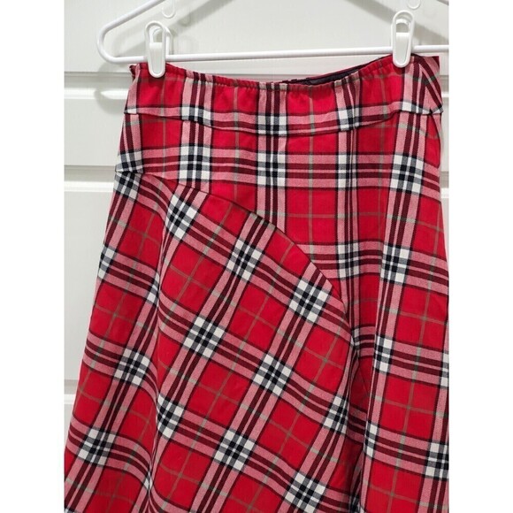 HANNA ANDERSSON A-LINE RED TARTAN PLAID FULL SKIRT SIDE ZIPPER WOMEN SIZE SMALL - Picture 5 of 13